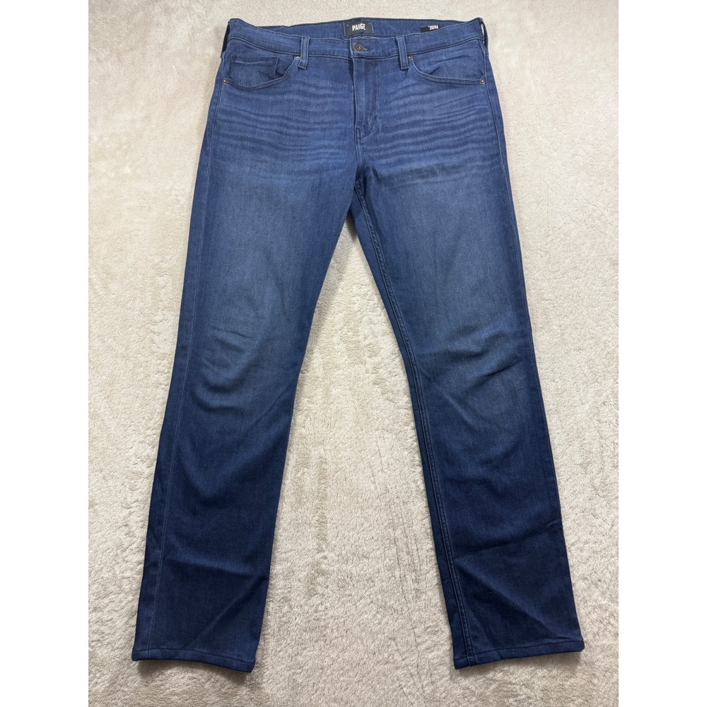 PAIGE Mens Federal Slim Straight Stretch Blue Denim Jeans 34 Meas: 35x31.5